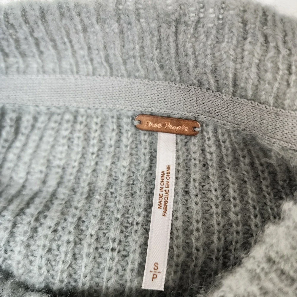 Free People Autumn Sky Sweater Women's S Cloud Combo Wool Blend Colorblock Green